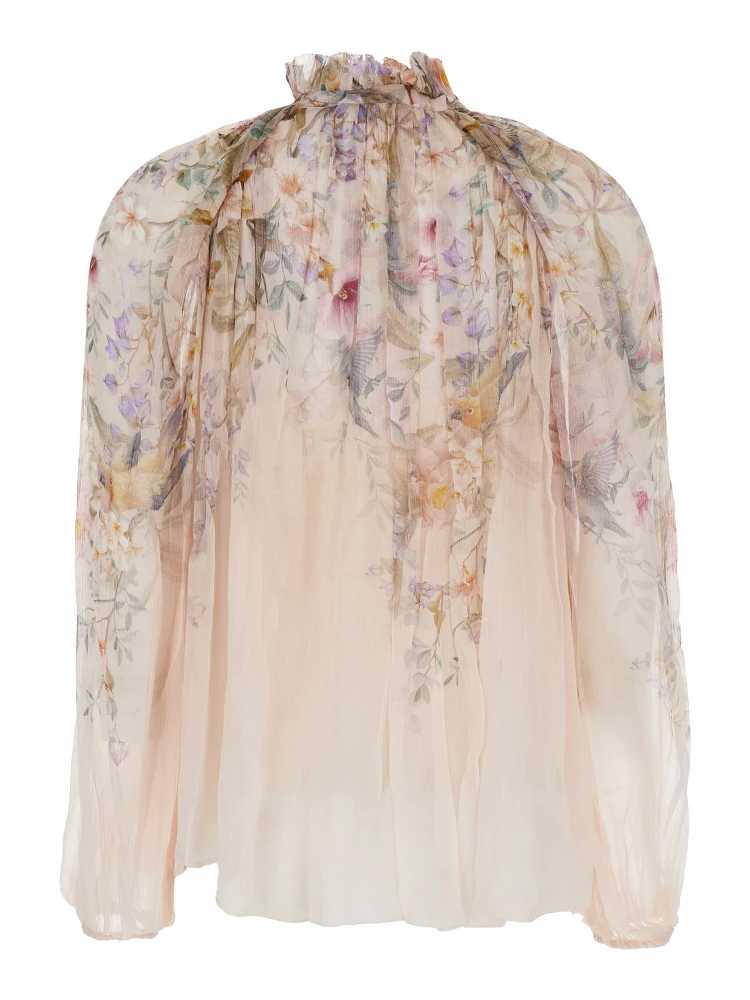 Rebellion Multicolor Blouse with Bow Detail on the Front and All-Over Floral Motif in Viscose Woman