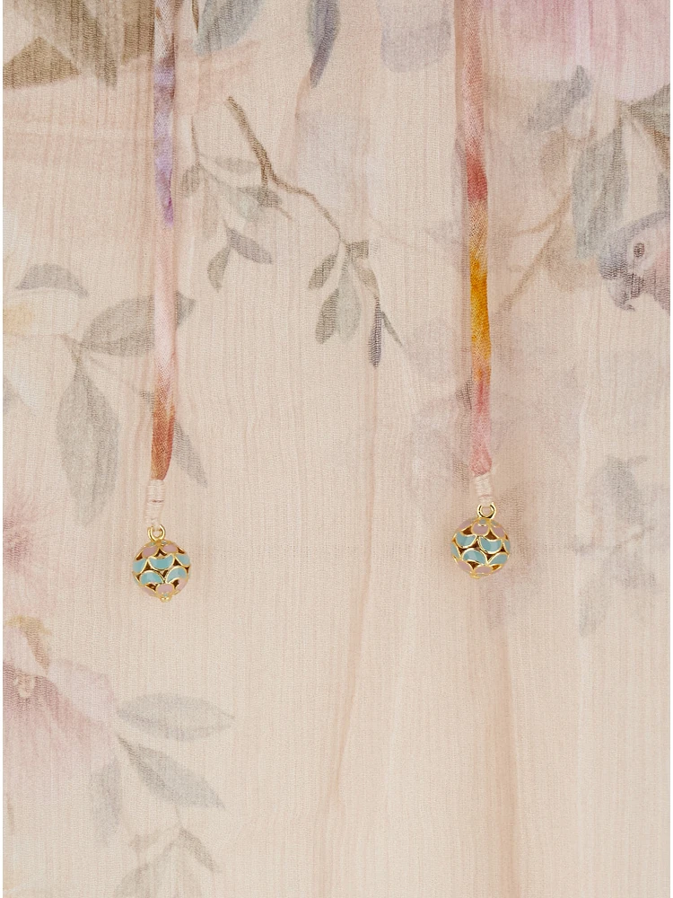 Rebellion Multicolor Blouse with Bow Detail on the Front and All-Over Floral Motif in Viscose Woman alternative