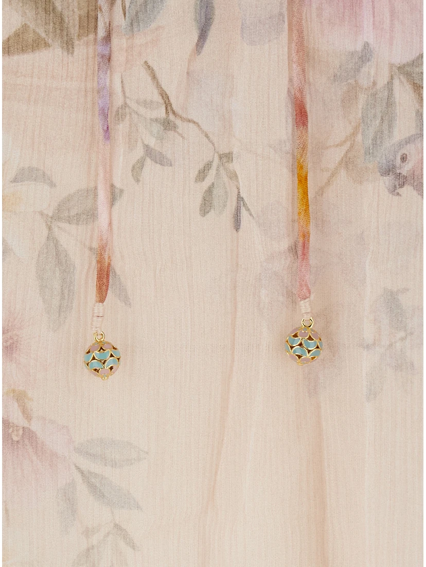 Rebellion Multicolor Blouse with Bow Detail on the Front and All-Over Floral Motif in Viscose Woman