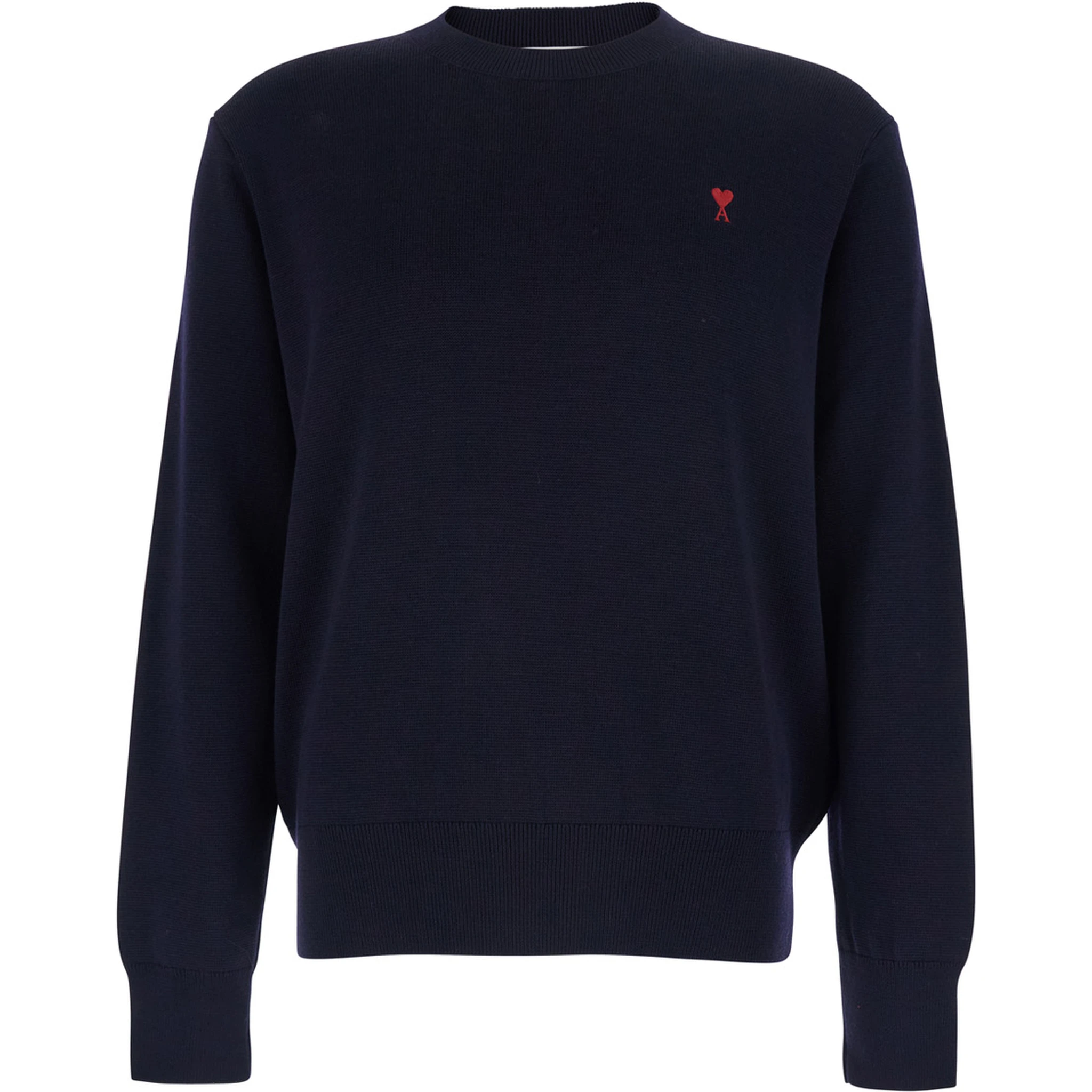 Blue Crewneck Sweater with ADC Embroidery on the Front in Wool Blend Man