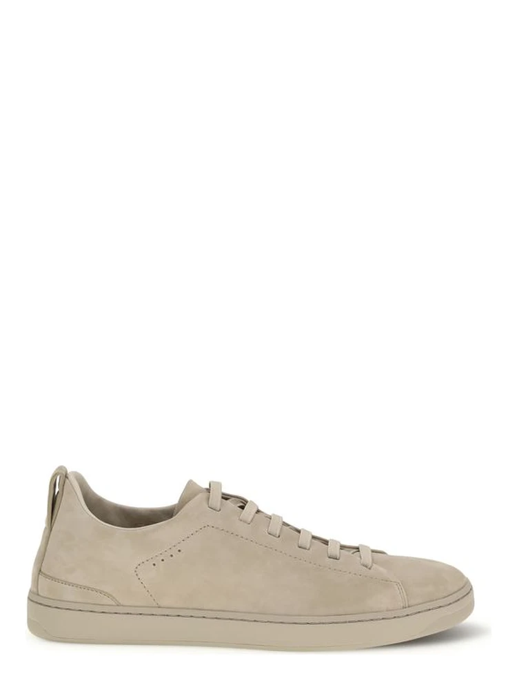 Gray Calf Leather Bos Taurus Low Top Sneakers