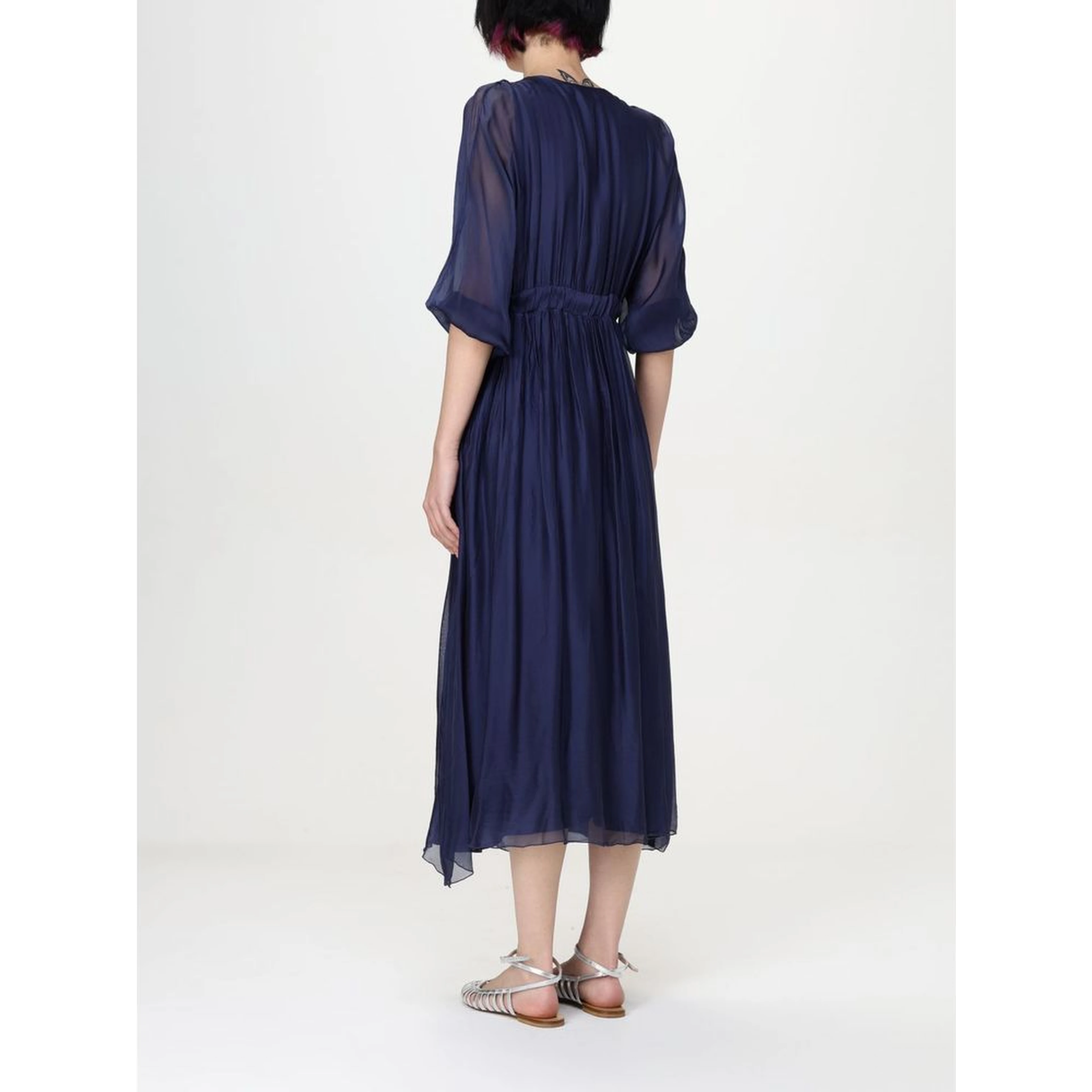 Bicolor Silk Casual Dress