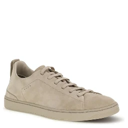Gray Calf Leather Bos Taurus Low Top Sneakers