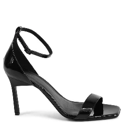 Black Leather Stiletto Heel Sandals