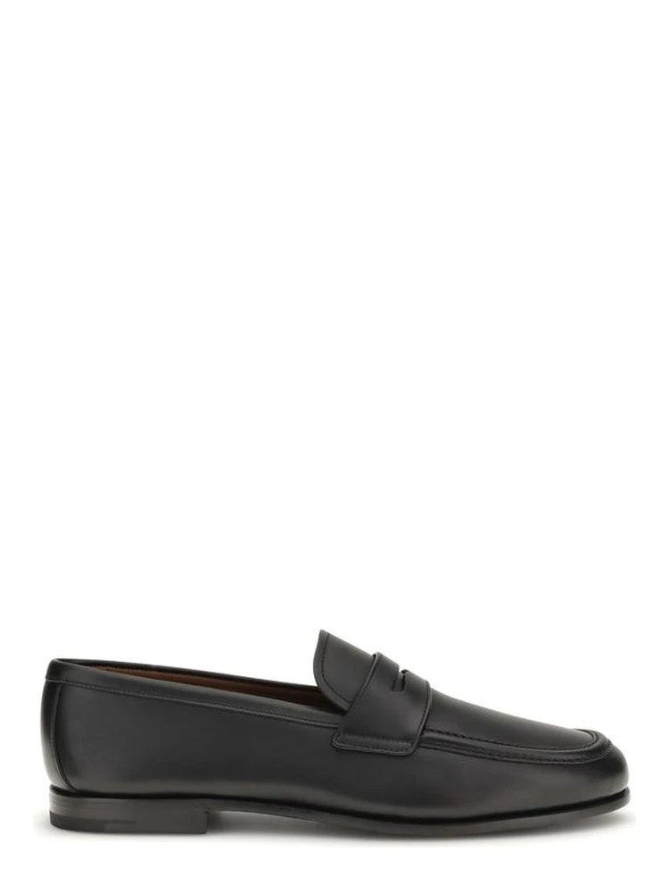 Black Calf Leather Bos Taurus Slip-On Loafers