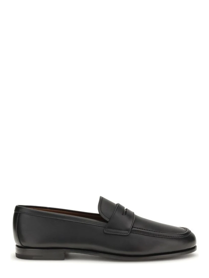 Black Calf Leather Bos Taurus Slip-On Loafers