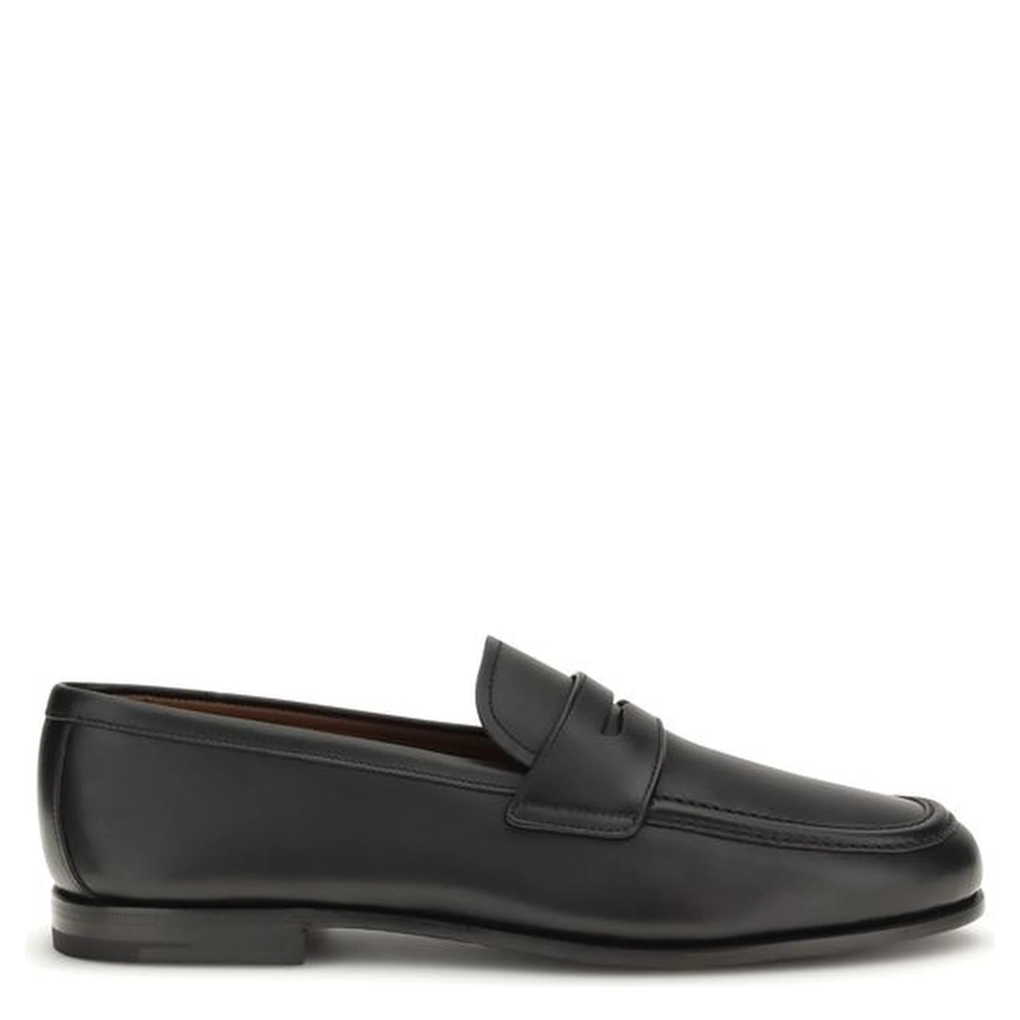 Black Calf Leather Bos Taurus Slip-On Loafers
