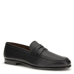 Black Calf Leather Bos Taurus Slip-On Loafers