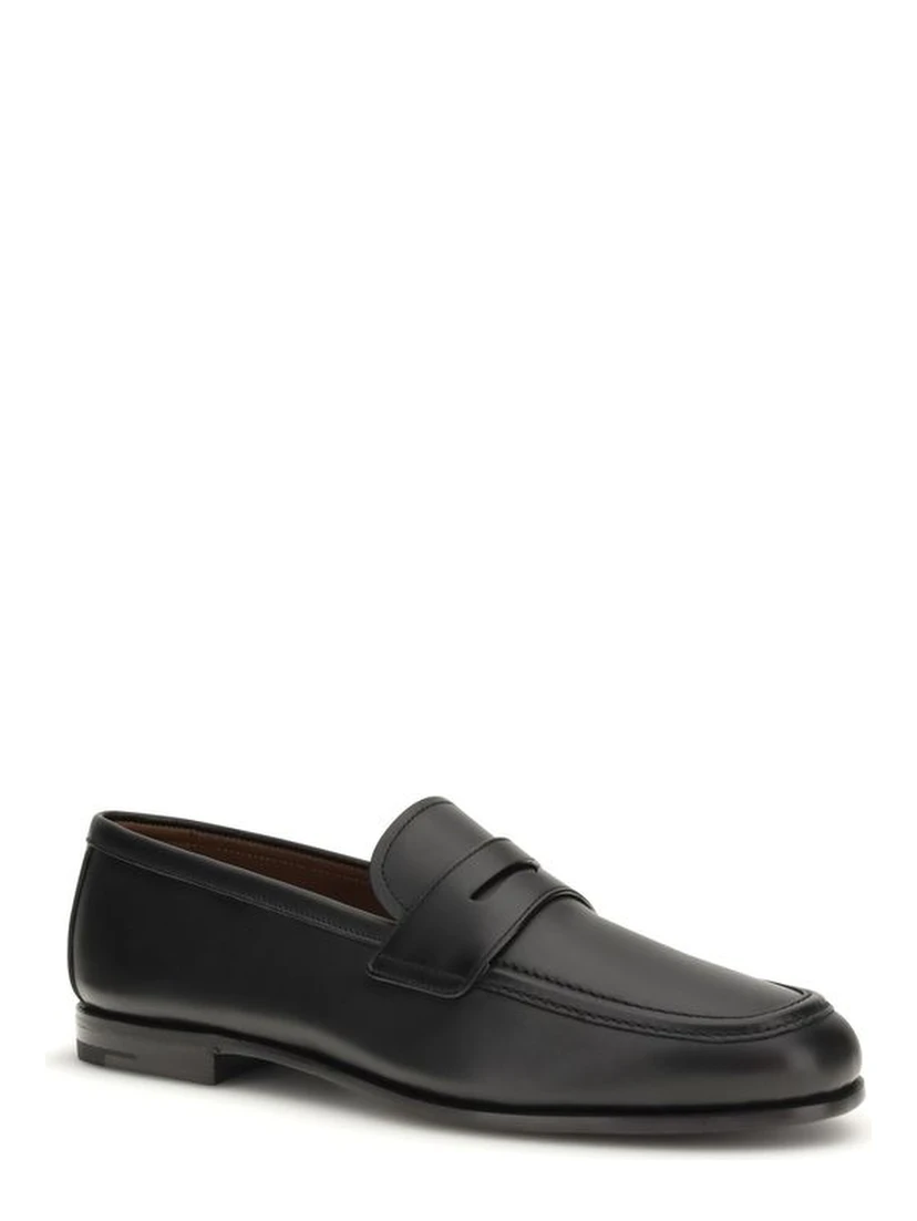 Black Calf Leather Bos Taurus Slip-On Loafers
