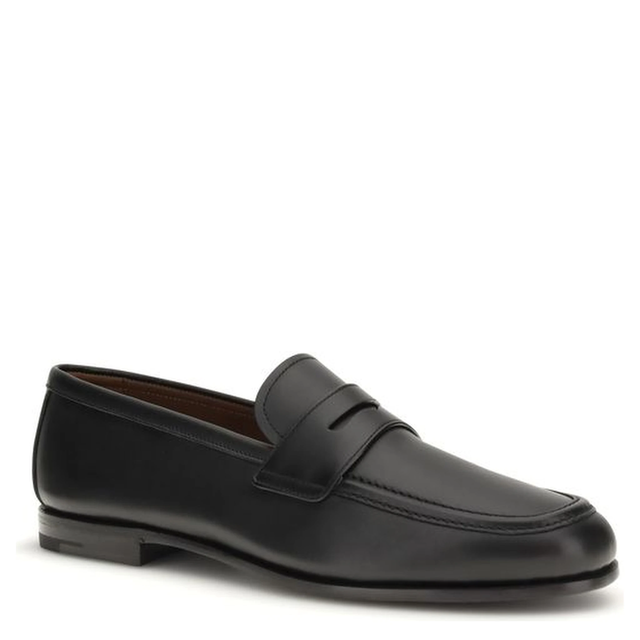 Black Calf Leather Bos Taurus Slip-On Loafers