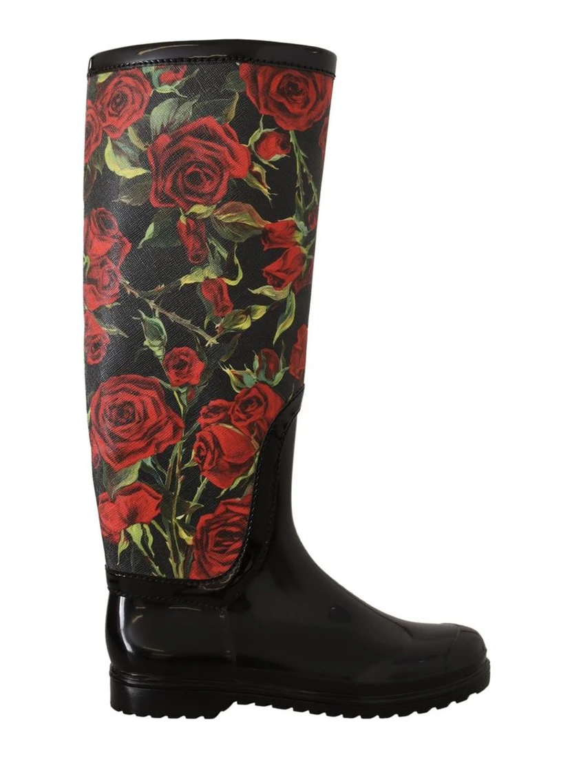 Black Polyvinyl Rain Boots