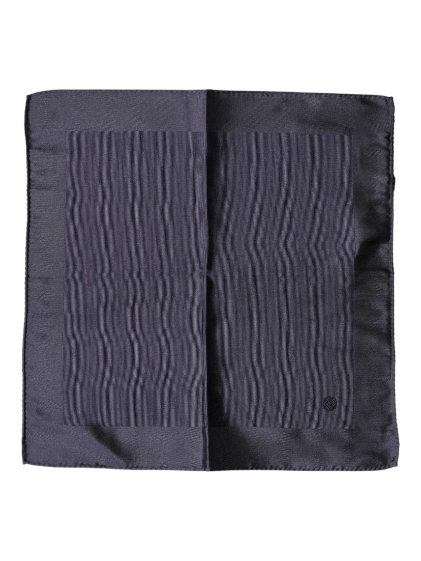 Blue Logo Silk Men Square Handkerchief Scarf