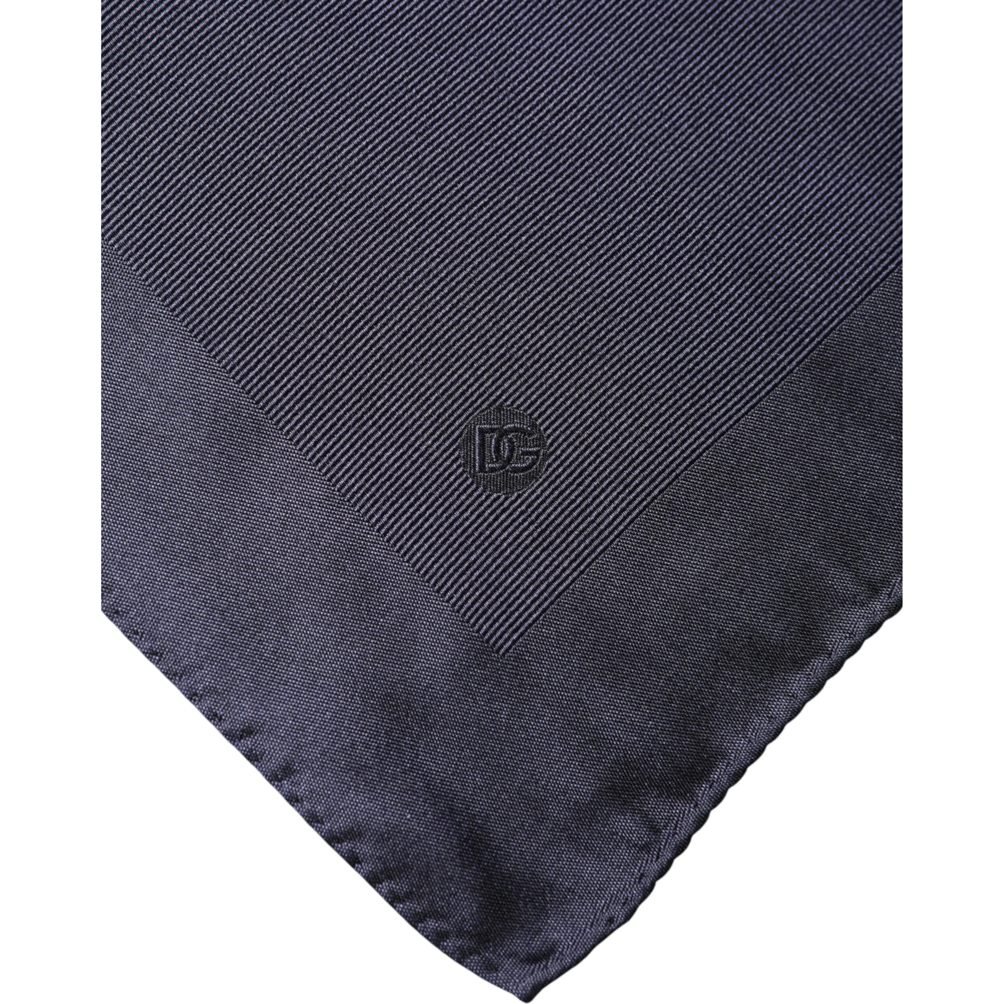 Blue Logo Silk Men Square Handkerchief Scarf