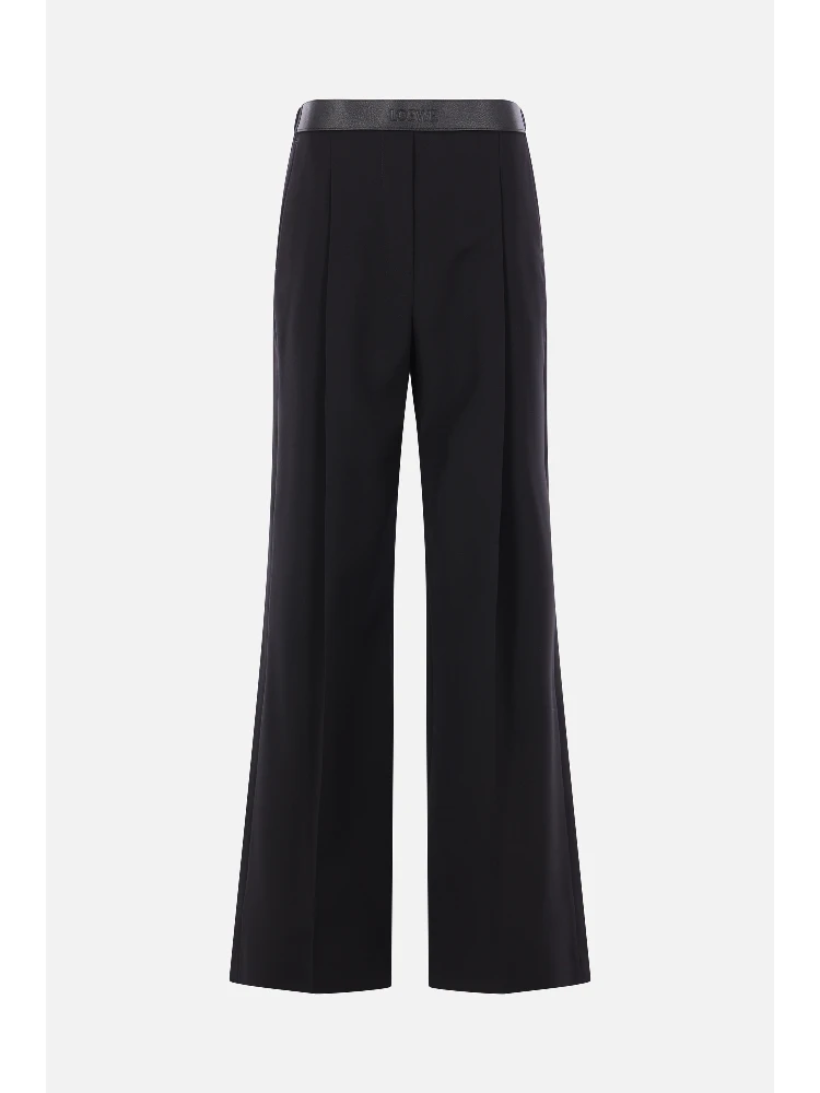 Wool pants with logo