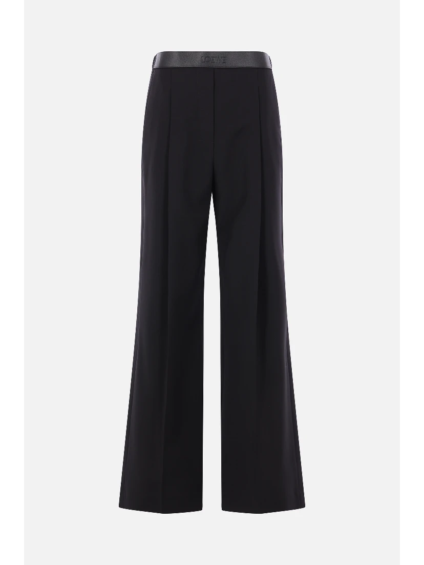 Wool pants with logo