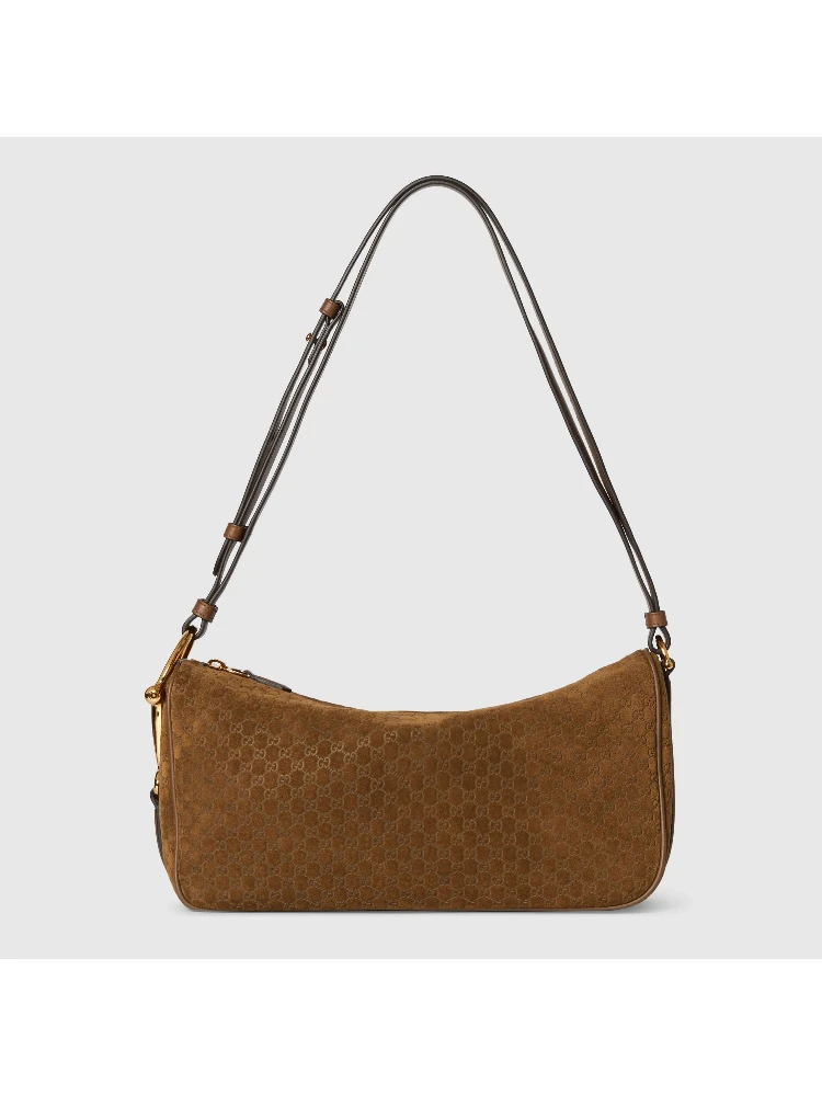 "Gucci Half Horsebit" in suede shoulder bag alternative