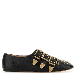Black leather Susan ballerinas