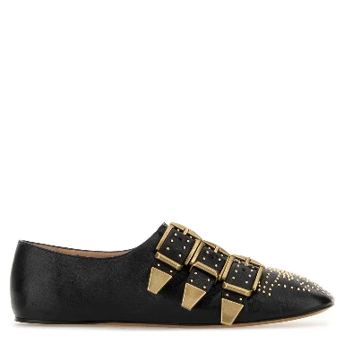 Black leather Susan ballerinas