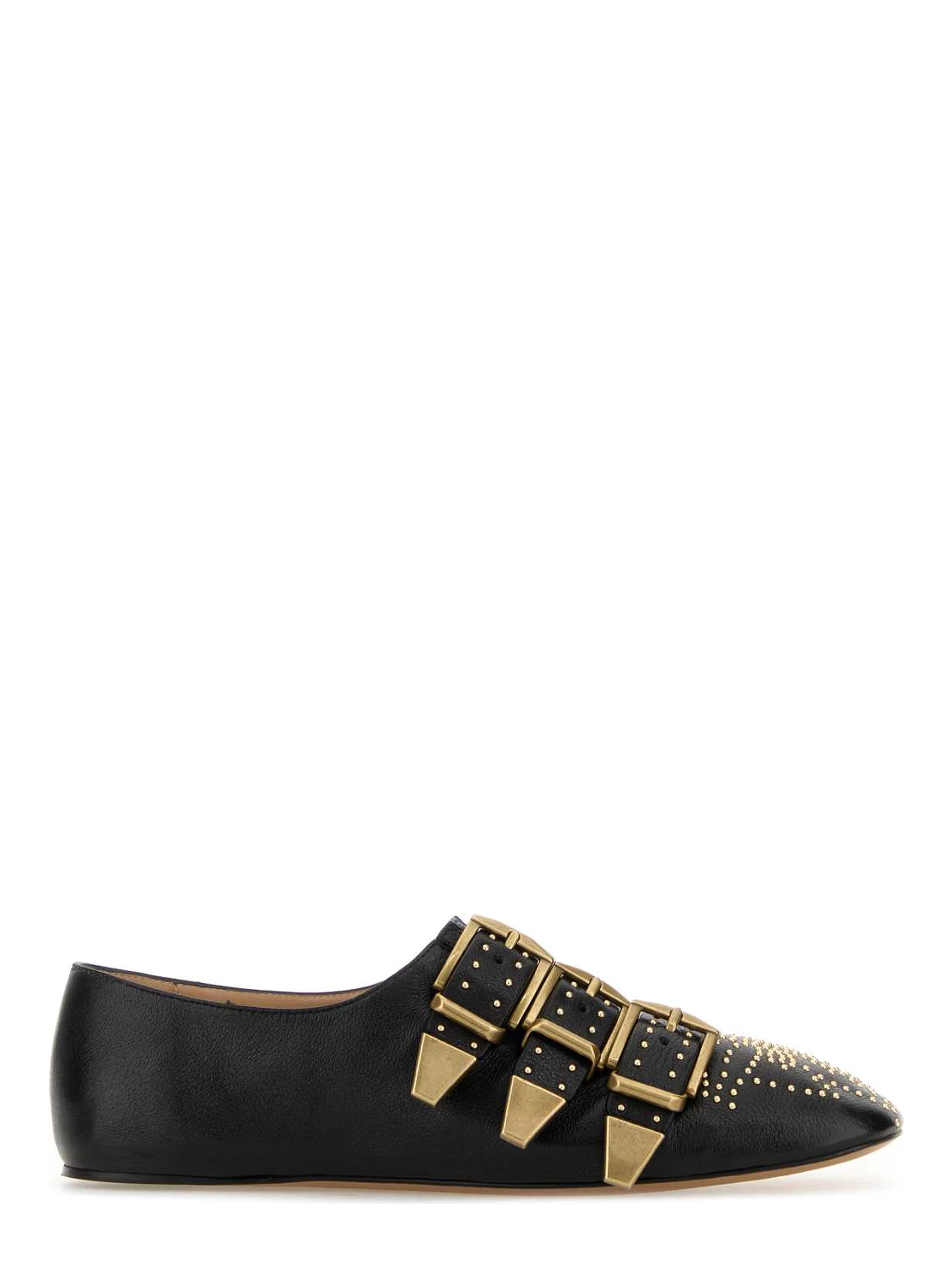 Black leather Susan ballerinas