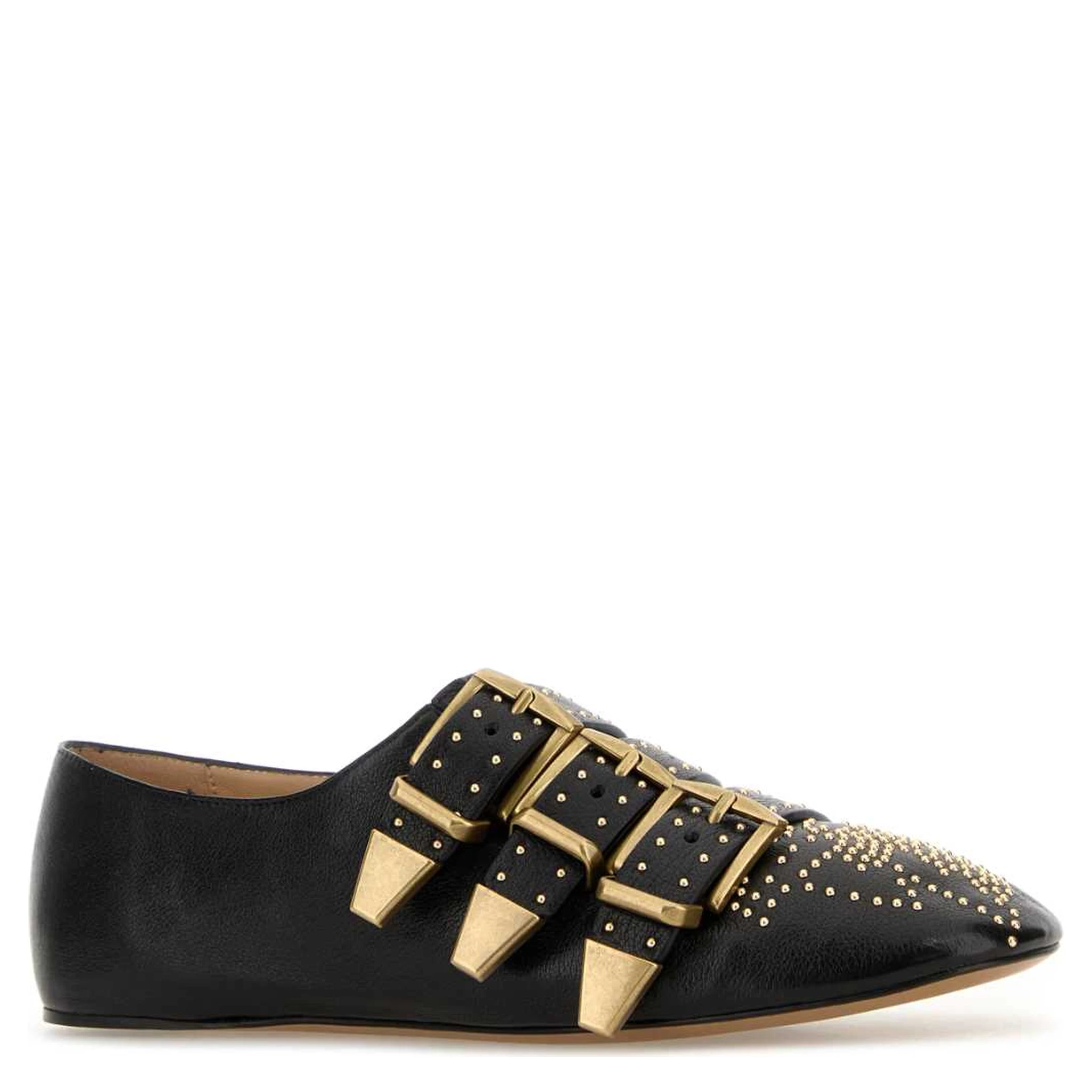 Black leather Susan ballerinas