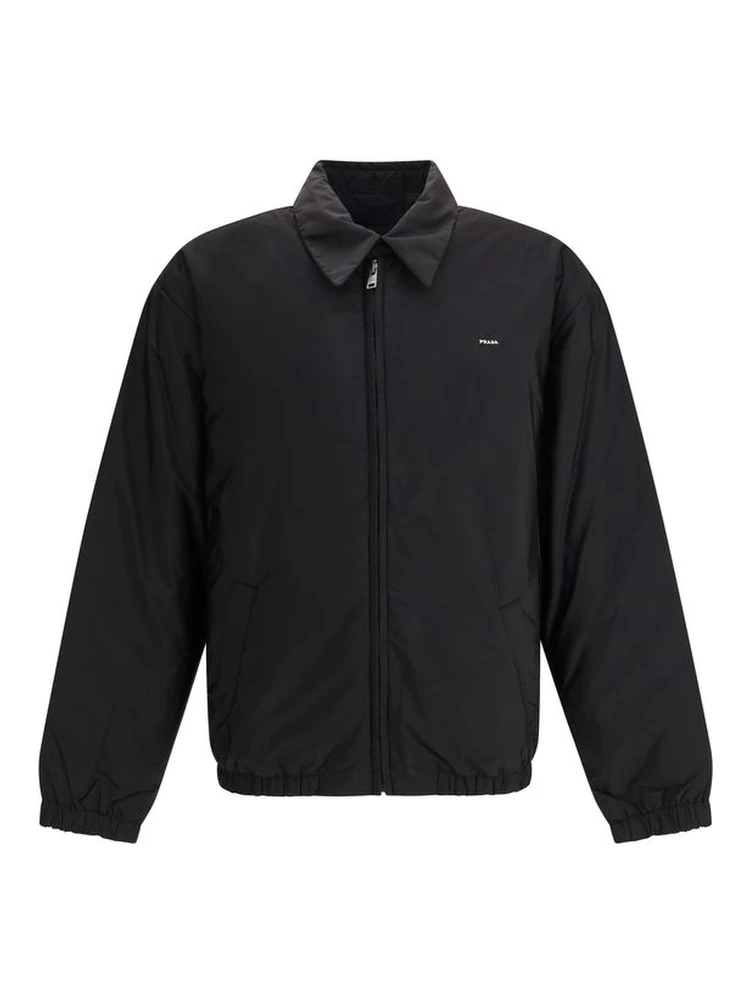 Black Recycled Polyamide Full-Length Jacket