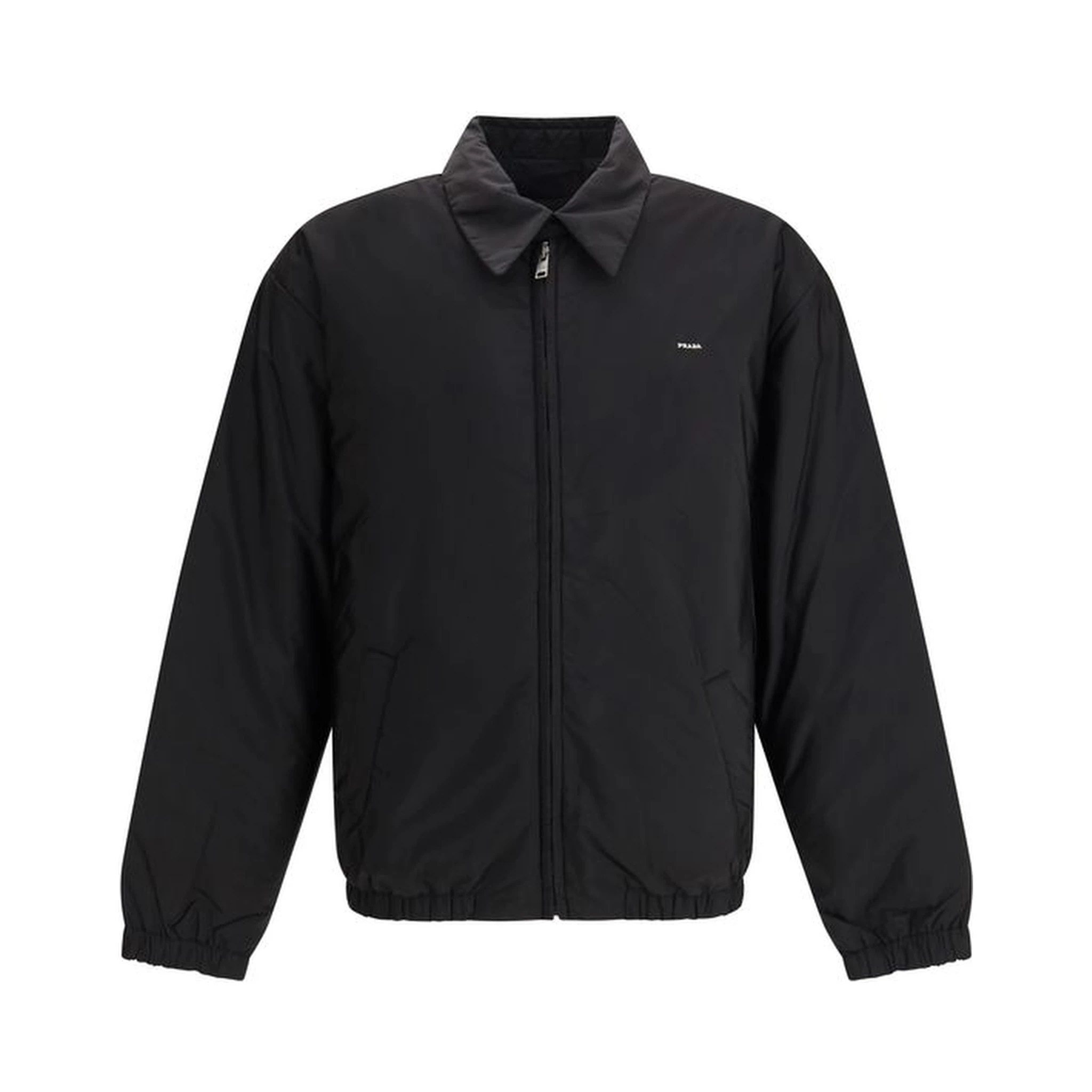 Black Recycled Polyamide Full-Length Jacket