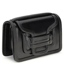 حقيبة كتف بوس توروس من جلد العجل الأسود