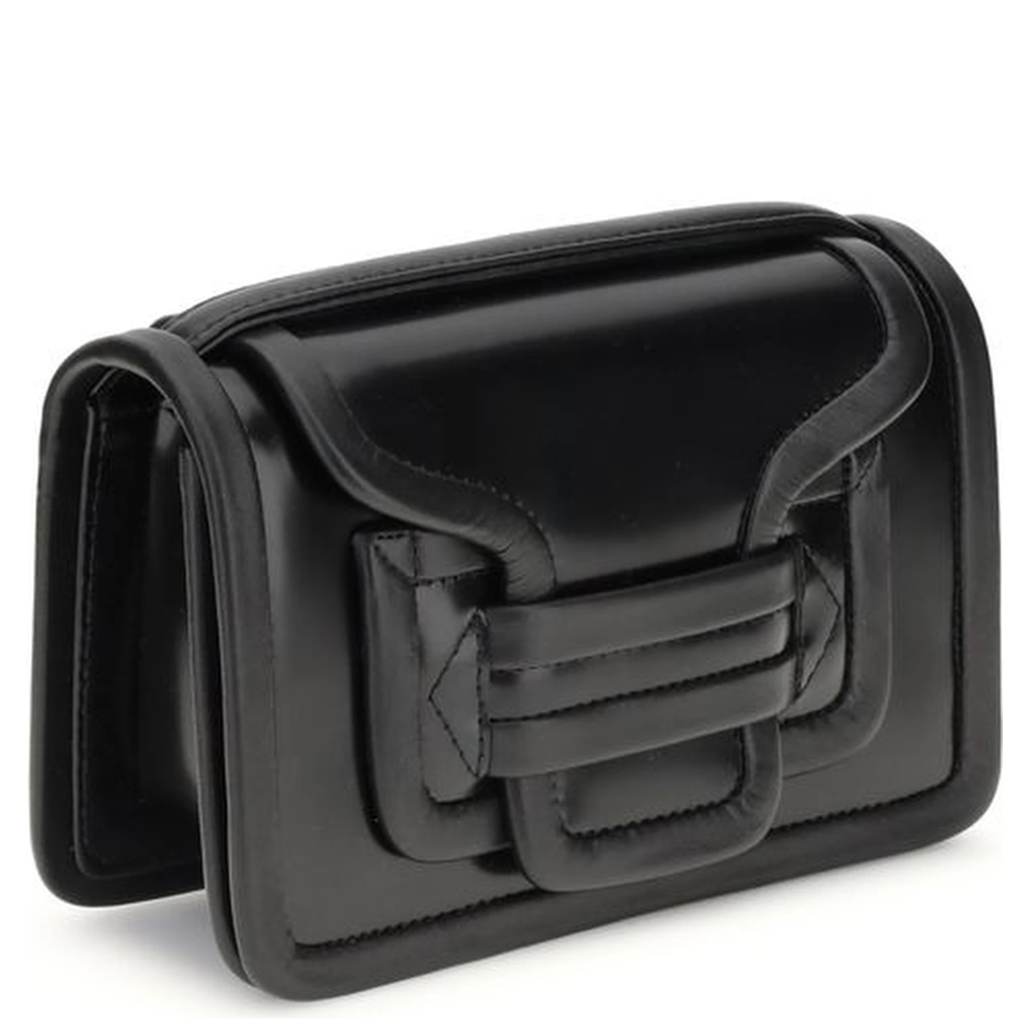 حقيبة كتف بوس توروس من جلد العجل الأسود