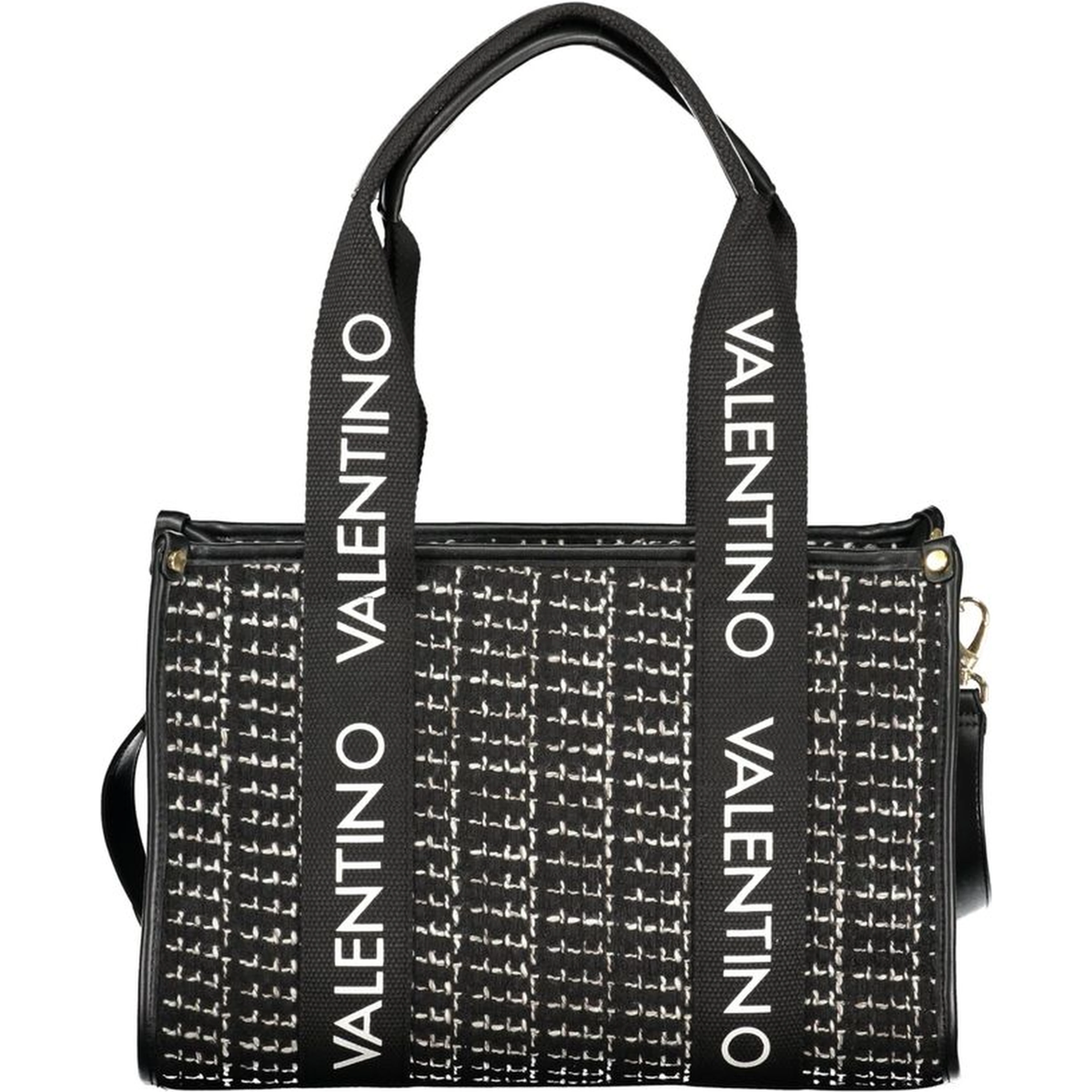Black Polyester Women Handbag