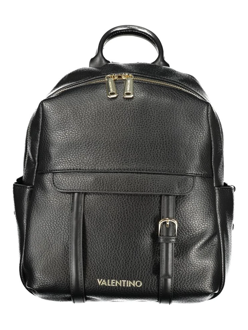 Black Polyurethane Women Backpack