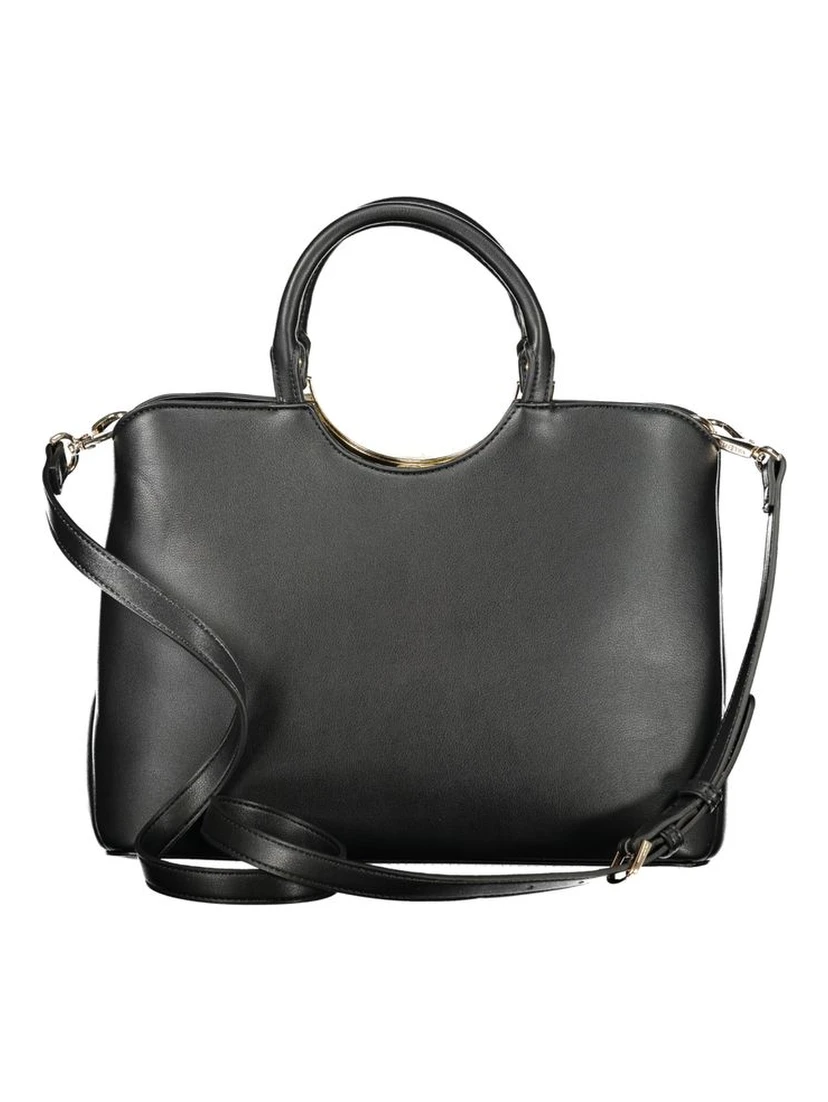 Black Polyurethane Women Handbag