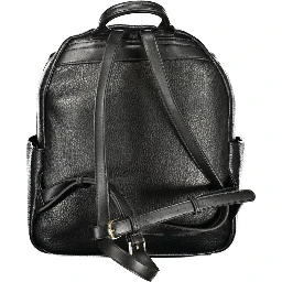 Black Polyurethane Women Backpack