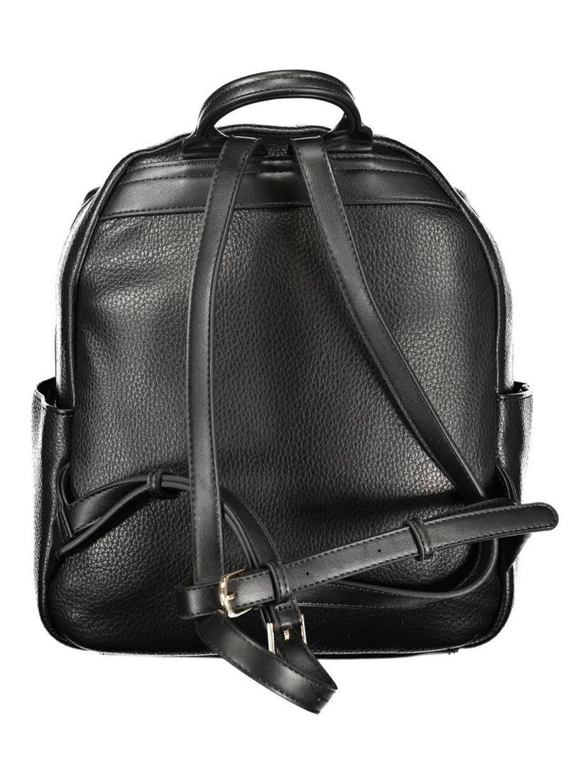 Black Polyurethane Women Backpack