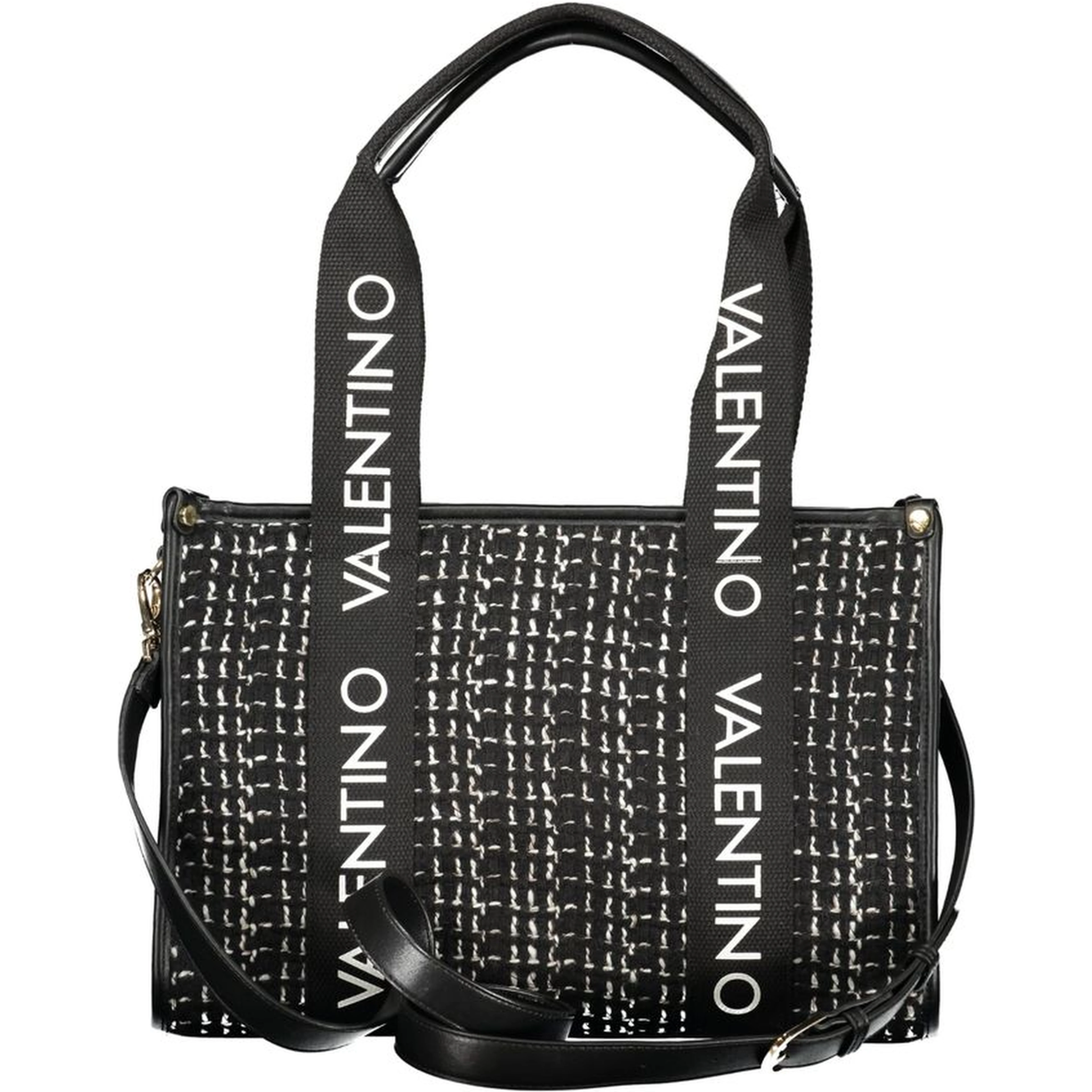 Black Polyester Women Handbag