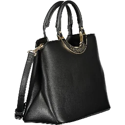 Black Polyurethane Women Handbag