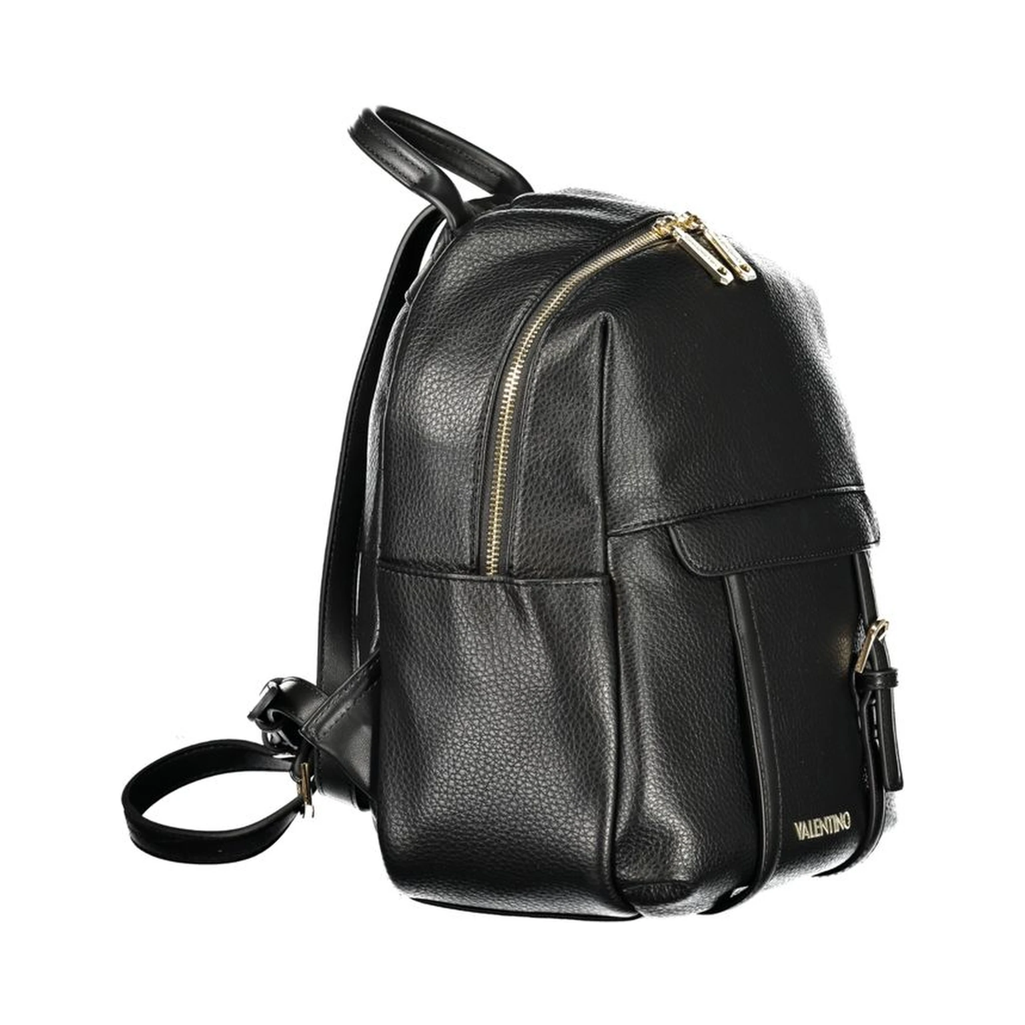Black Polyurethane Women Backpack