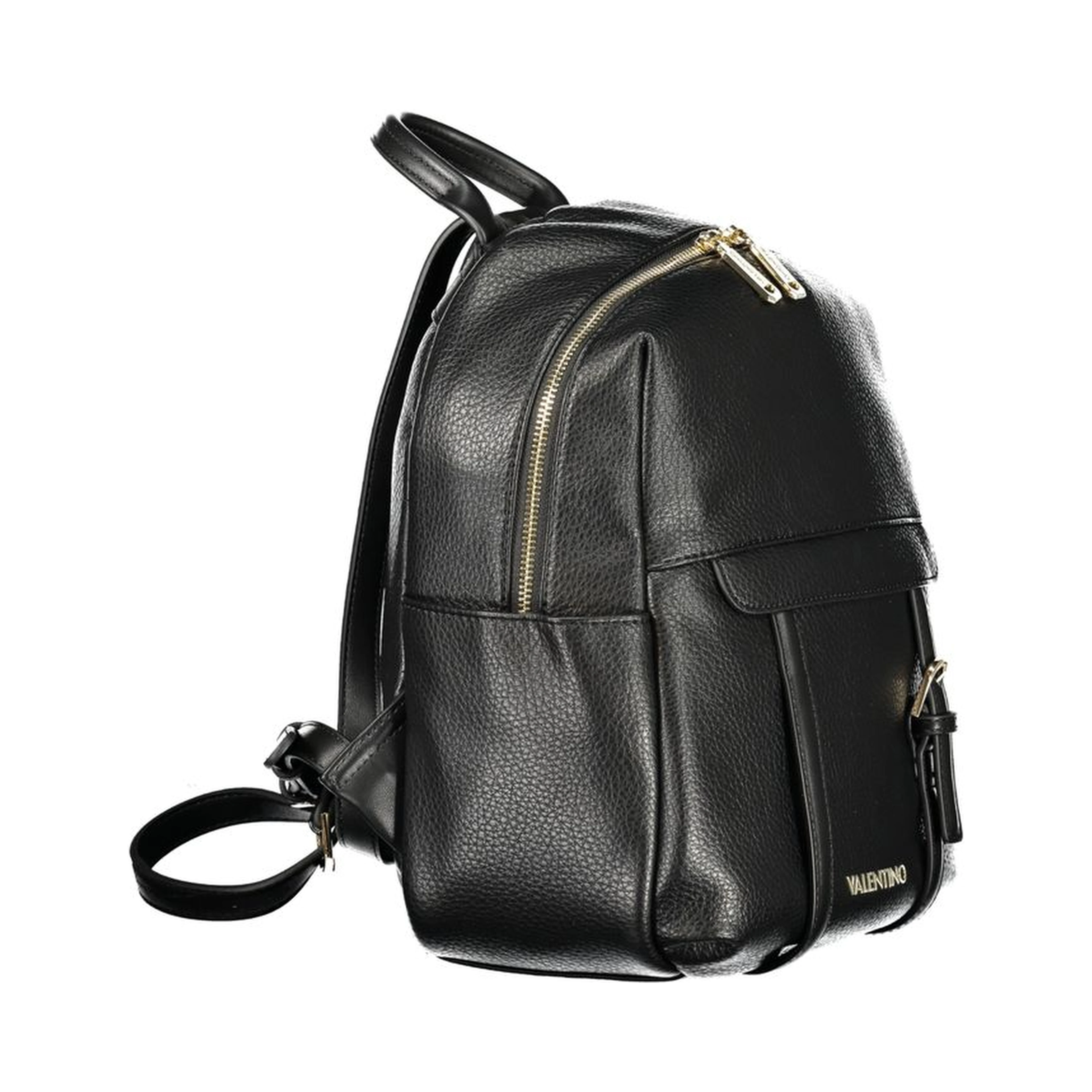 Black Polyurethane Women Backpack