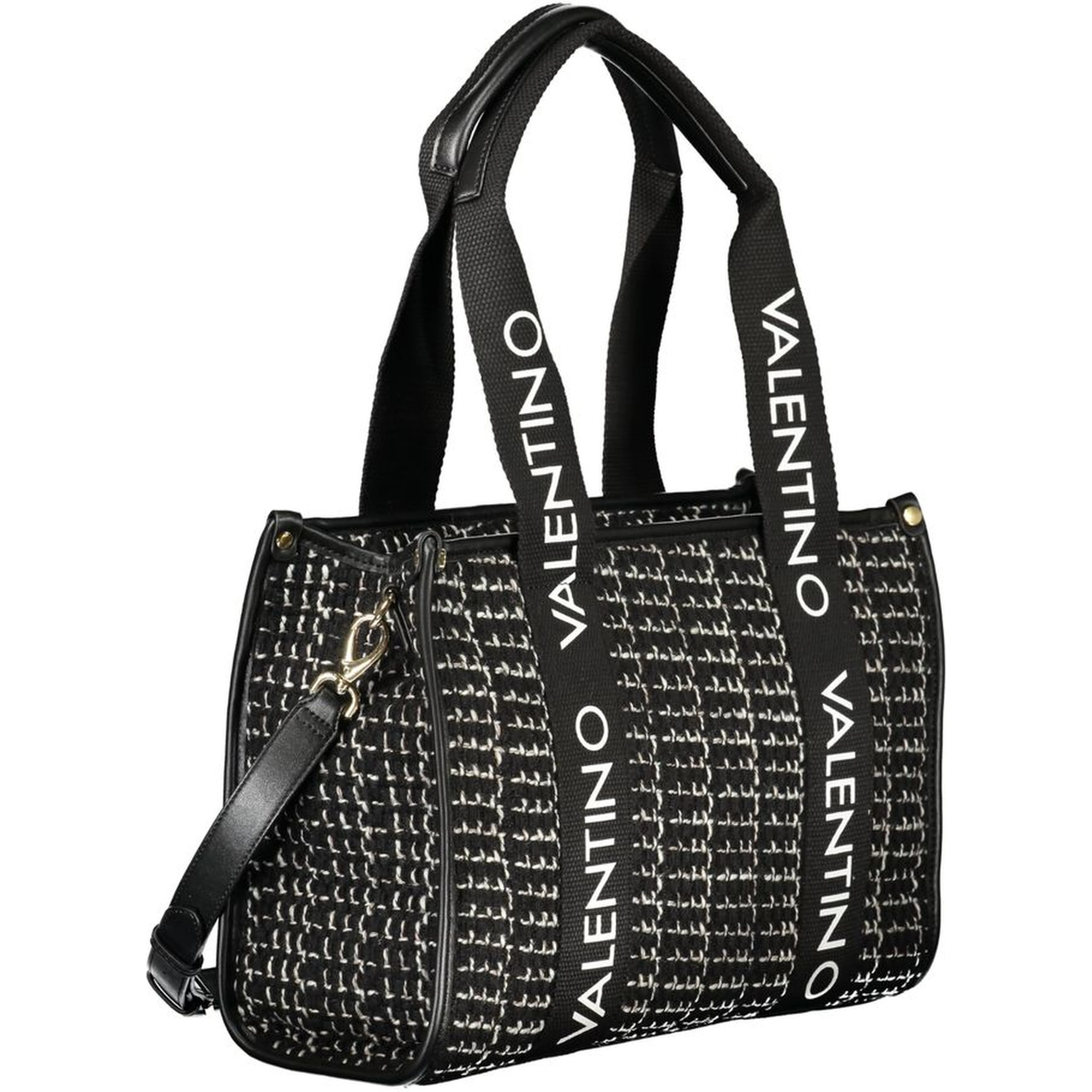 Black Polyester Women Handbag