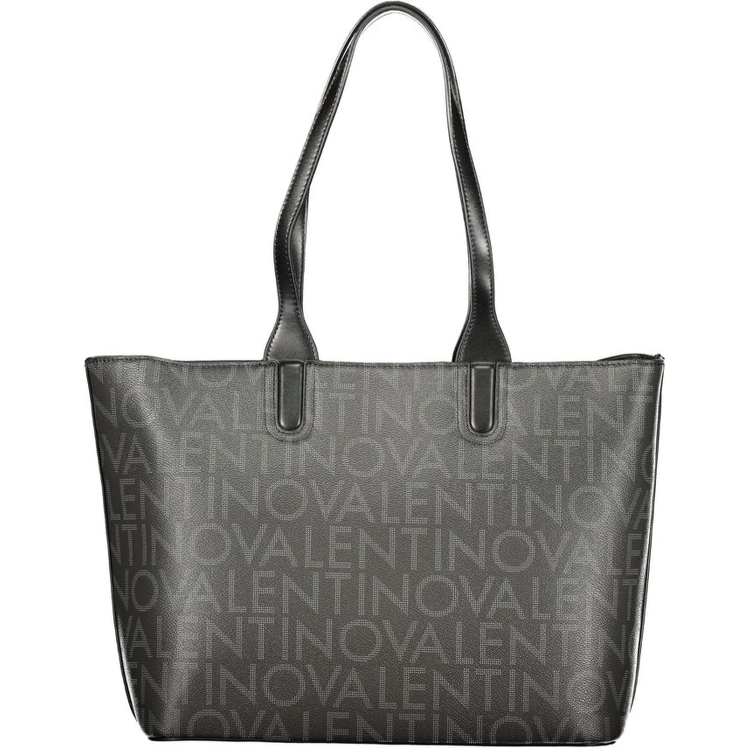 "Black Polyurethane Women Handbag with Internal Pockets"