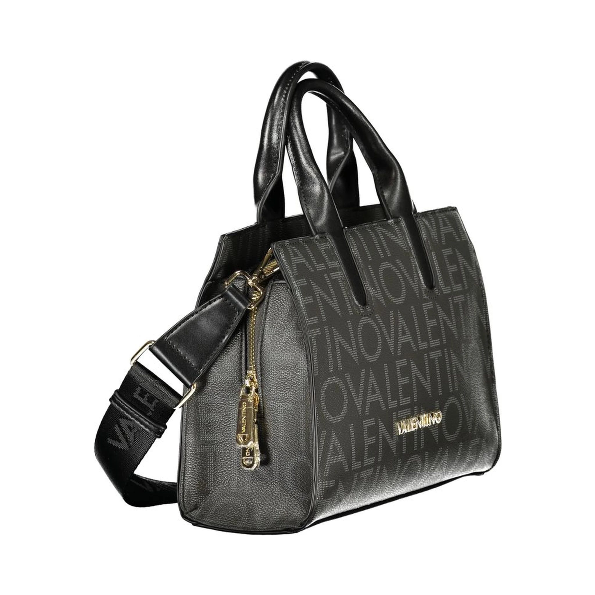 Black Polyurethane Women Handbag