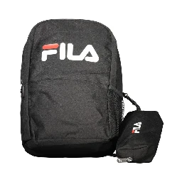 Black Polyester Men Backpack