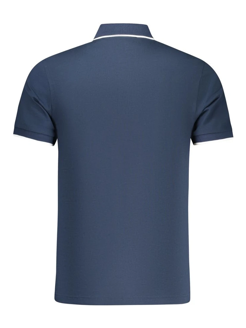 Blue Cotton Men Polo Shirt