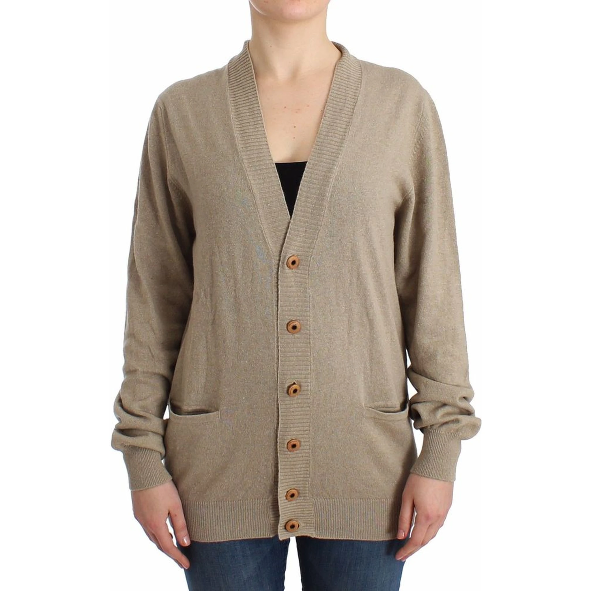 Beige Rayon Cardigan