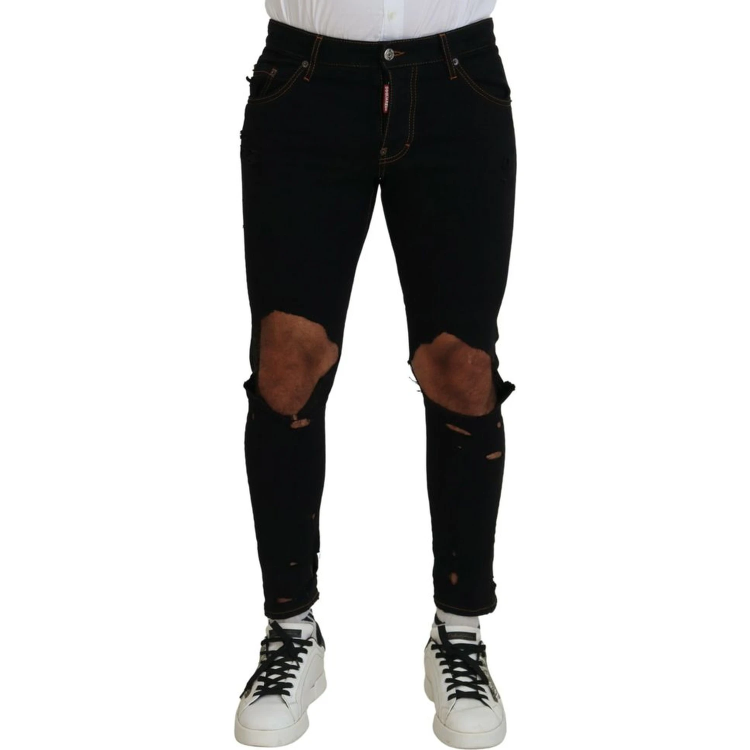Black Cotton Skinny Pants