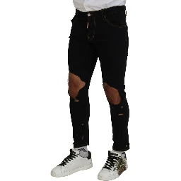 Black Cotton Skinny Pants