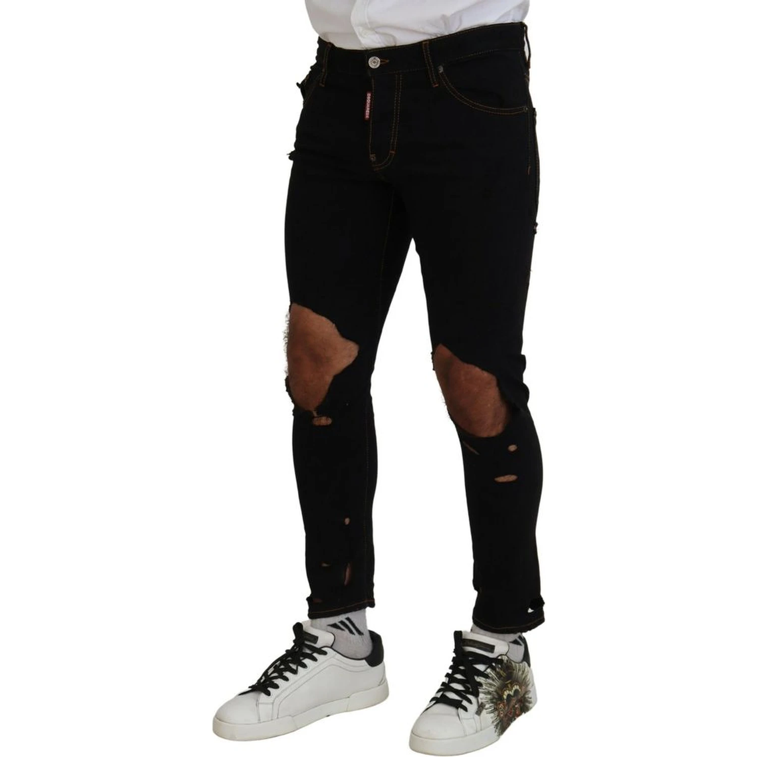 Black Cotton Skinny Pants