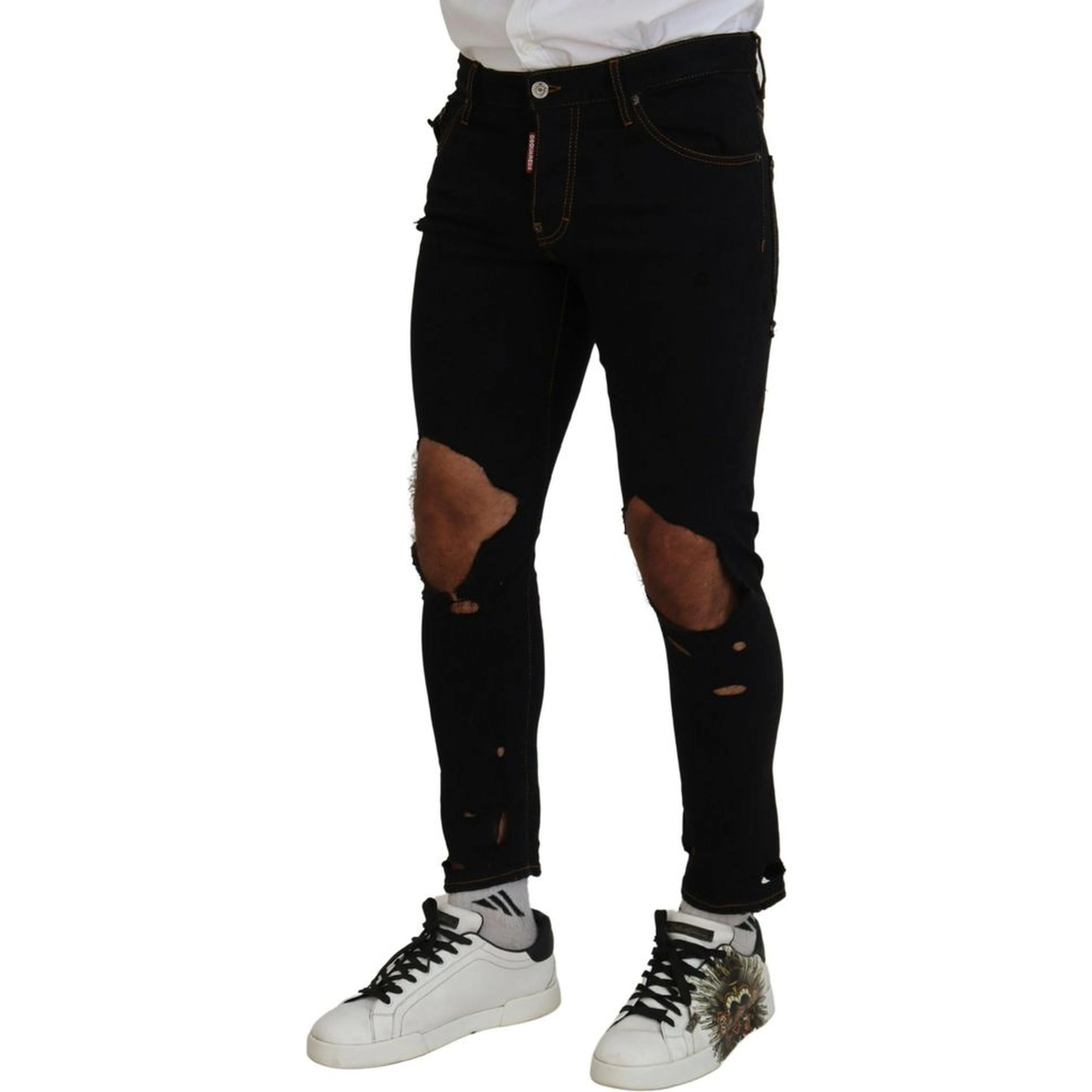 Black Cotton Skinny Pants