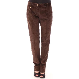 Brown Cotton Casual Pants