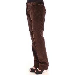 Brown Cotton Casual Pants