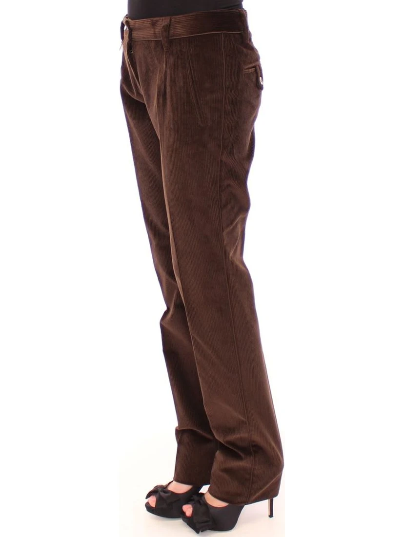 Brown Cotton Casual Pants
